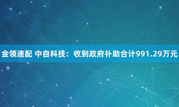 金领速配 中自科技：收到政府补助合计991.29万元